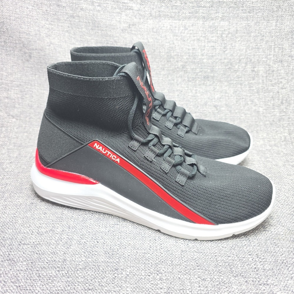 Nautica‎ Mens Jairo Knit Lace Up Casual  Blk/red Sneakers Shoes Sz 11 M